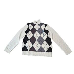 The Children's Place White Mock Neck 1/4 Zip Pullover Sweater Size XL (14)